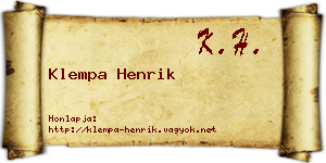 Klempa Henrik névjegykártya